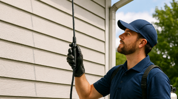 Pest Control Worker at Suburban Home
